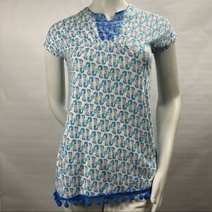3For$20 HUE Mermaid Tassel Top Blue/White size: small